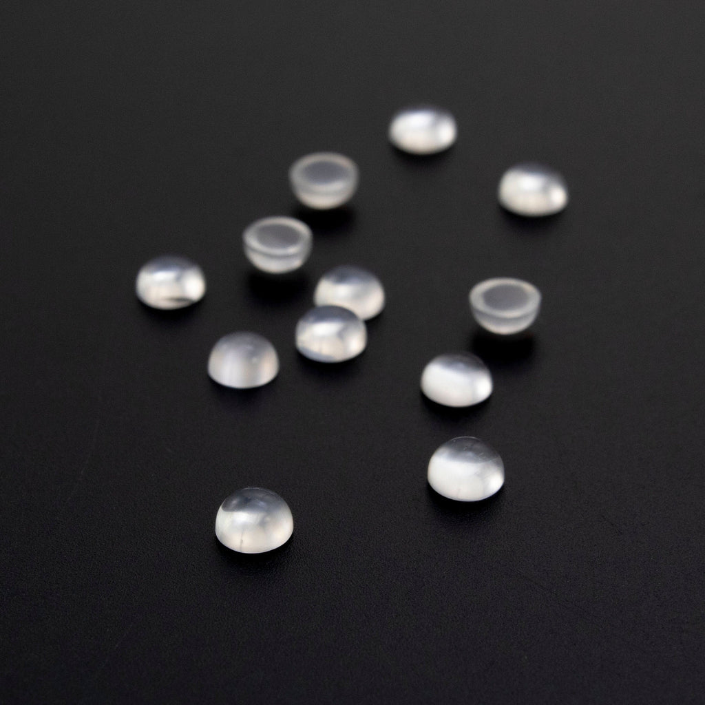 White Moonstone Round Cabochon Stones - Natural Loose Round Stones - Grade AA - 3mm, 4mm, 5mm, 6mm, 8mm, 10mm
