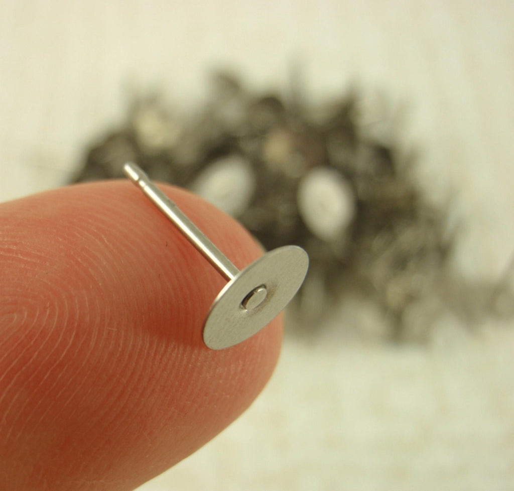 20 pairs Surgical Stainless Steel Earring Posts KIT 1.5mm, 3mm, 6mm, 8mm, 10mm, 12mm, 14mm Pad - Glue On - Hypoallergenic - Silver or Gold