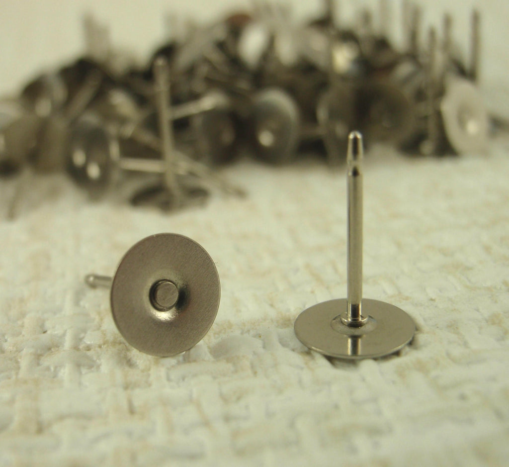 20 pairs Surgical Stainless Steel Earring Posts KIT 1.5mm, 3mm, 6mm, 8mm, 10mm, 12mm, 14mm Pad - Glue On - Hypoallergenic - Silver or Gold