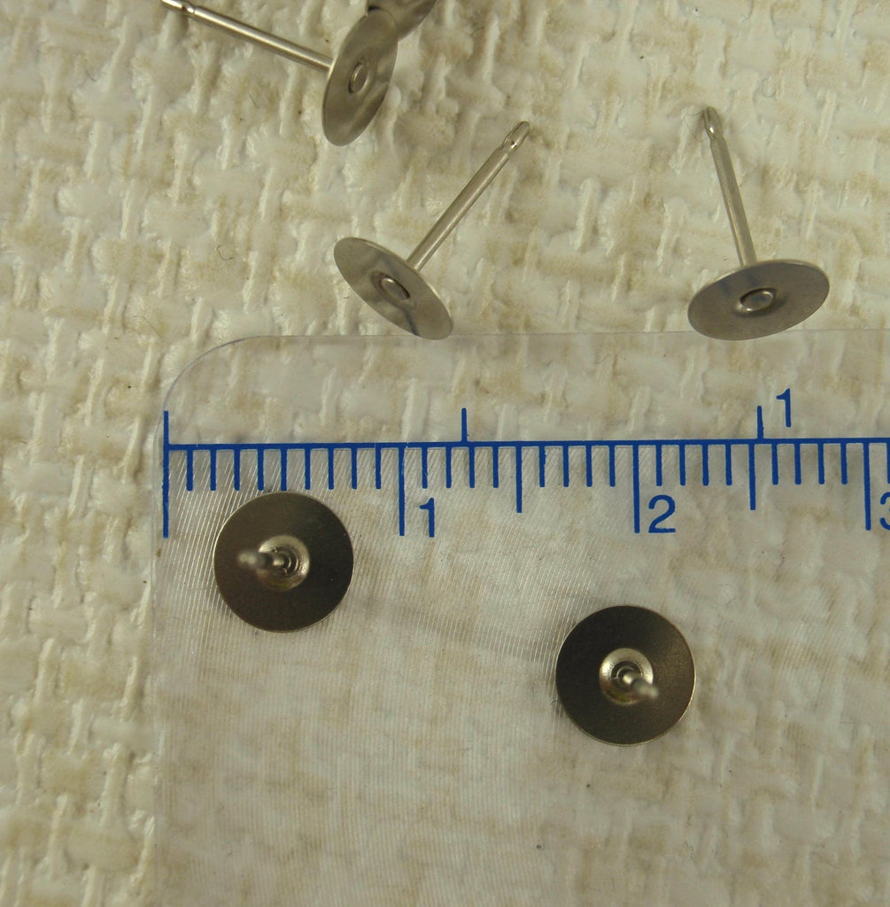 20 pairs Surgical Stainless Steel Earring Posts KIT 1.5mm, 3mm, 6mm, 8mm, 10mm, 12mm, 14mm Pad - Glue On - Hypoallergenic - Silver or Gold