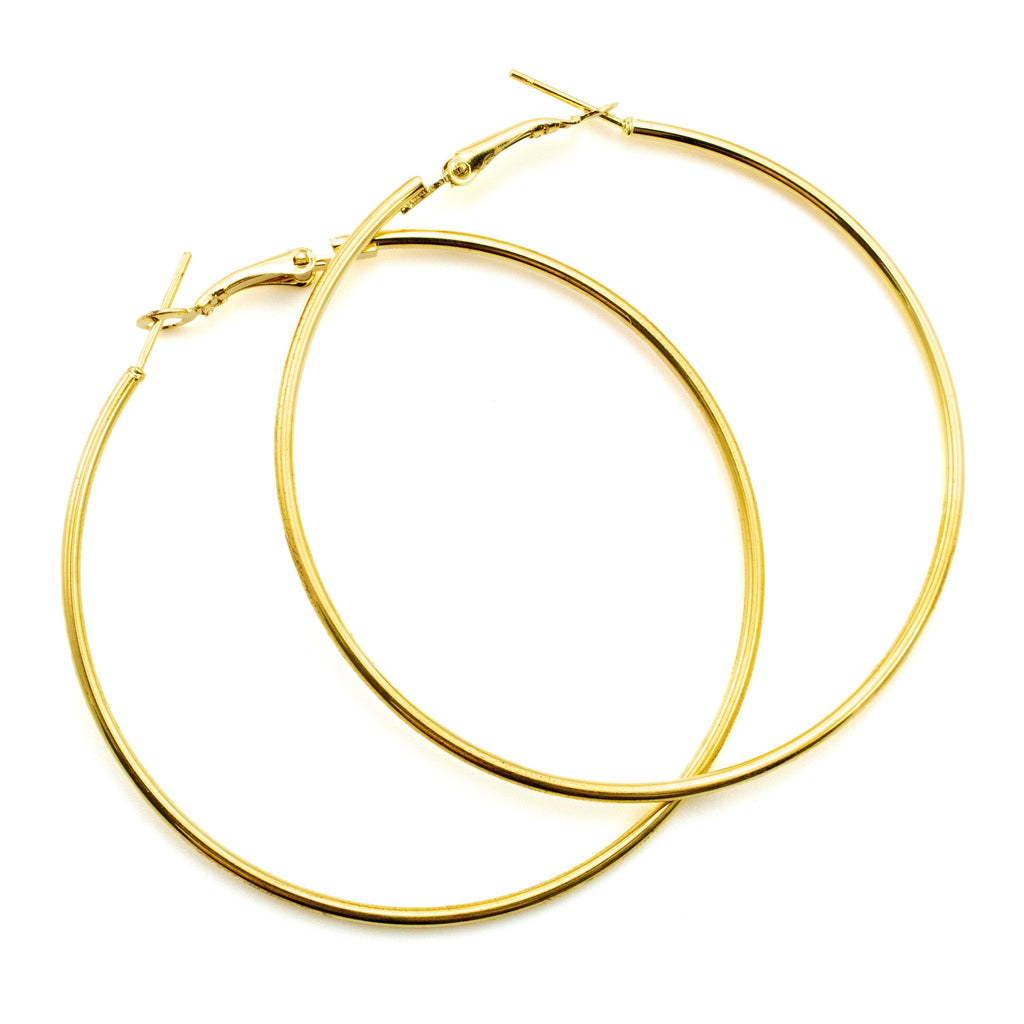 Gold Plated Surgical Steel Hinged Beading Hoops - 25mm, 30mm, 35mm, 40mm, 50mm, and 60mm