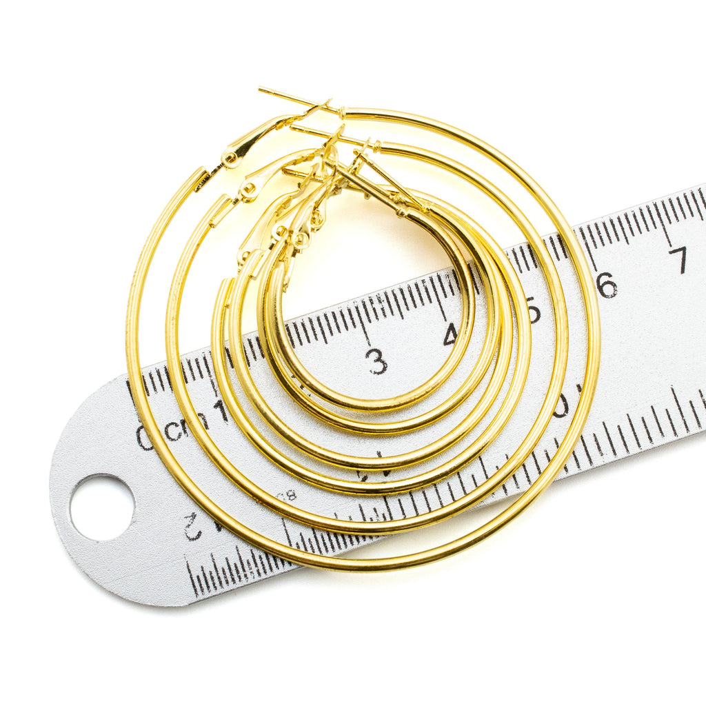Gold Plated Surgical Steel Hinged Beading Hoops - 25mm, 30mm, 35mm, 40mm, 50mm, and 60mm