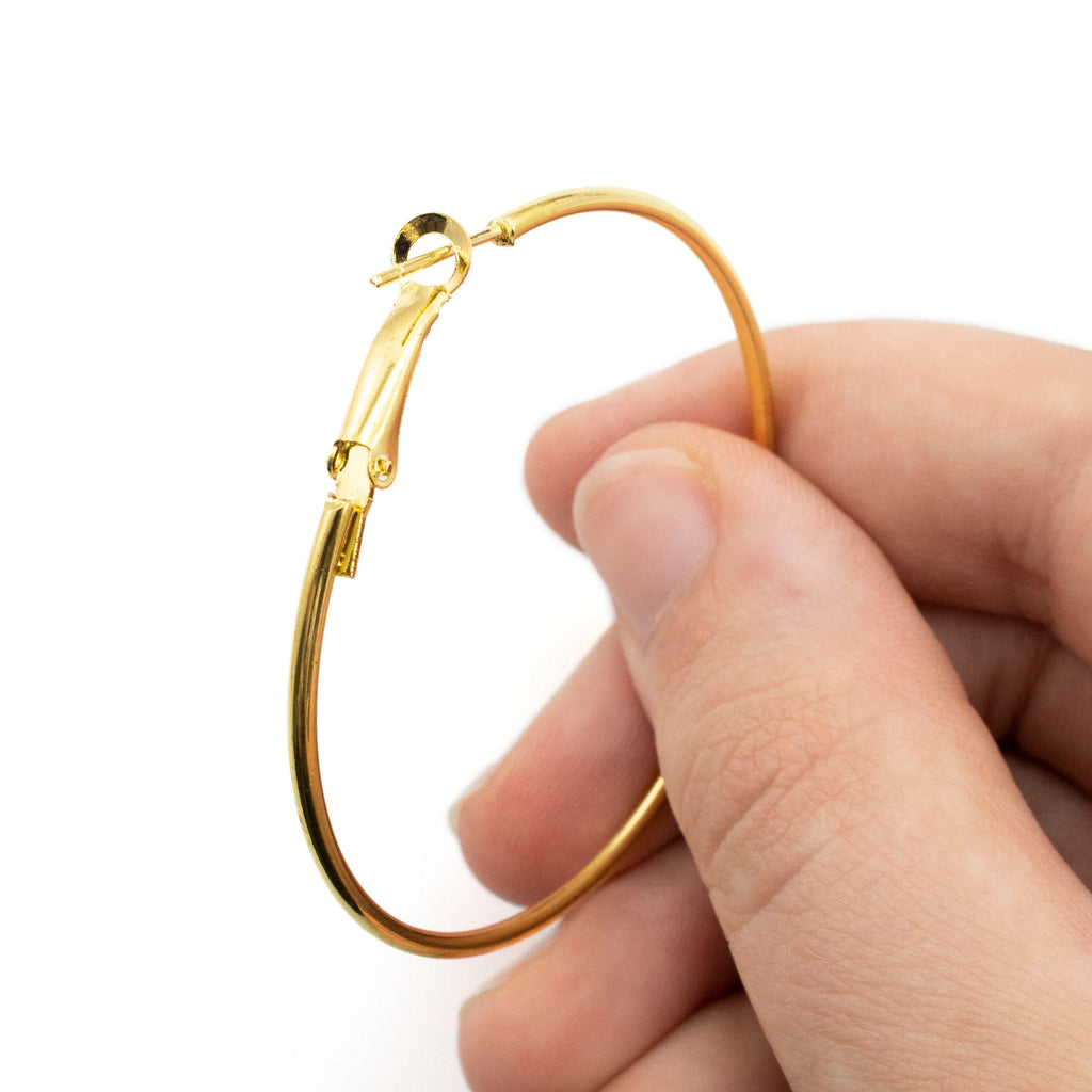 Gold Plated Surgical Steel Hinged Beading Hoops - 25mm, 30mm, 35mm, 40mm, 50mm, and 60mm