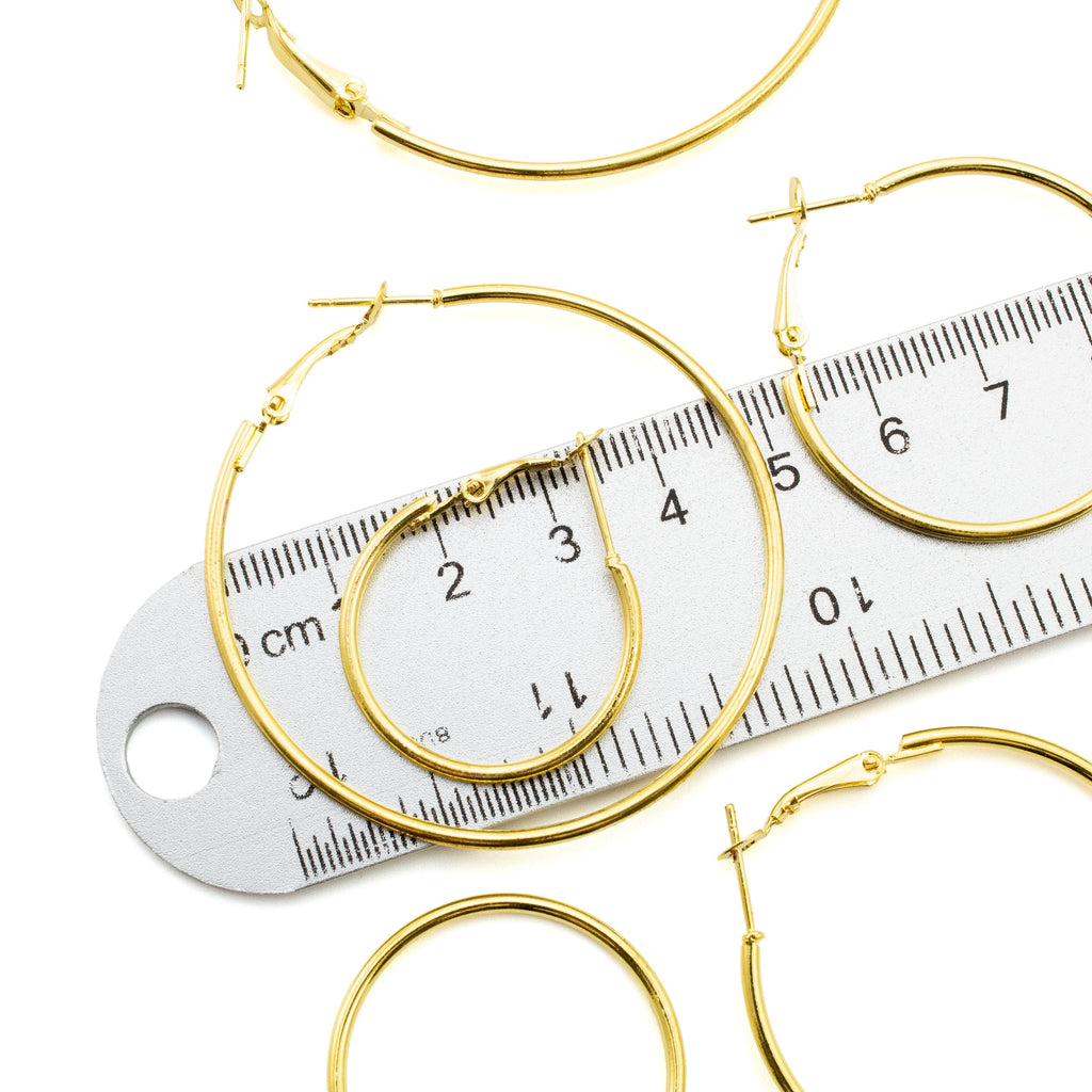 Gold Plated Surgical Steel Hinged Beading Hoops - 25mm, 30mm, 35mm, 40mm, 50mm, and 60mm