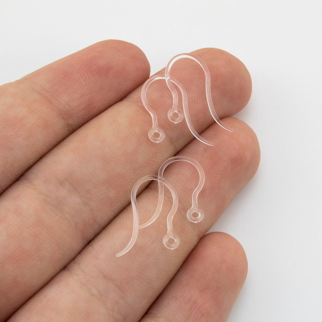 4 Pairs Acrylic Ear Wires - Clear or Black - Hypoallergenic - 100% Guarantee