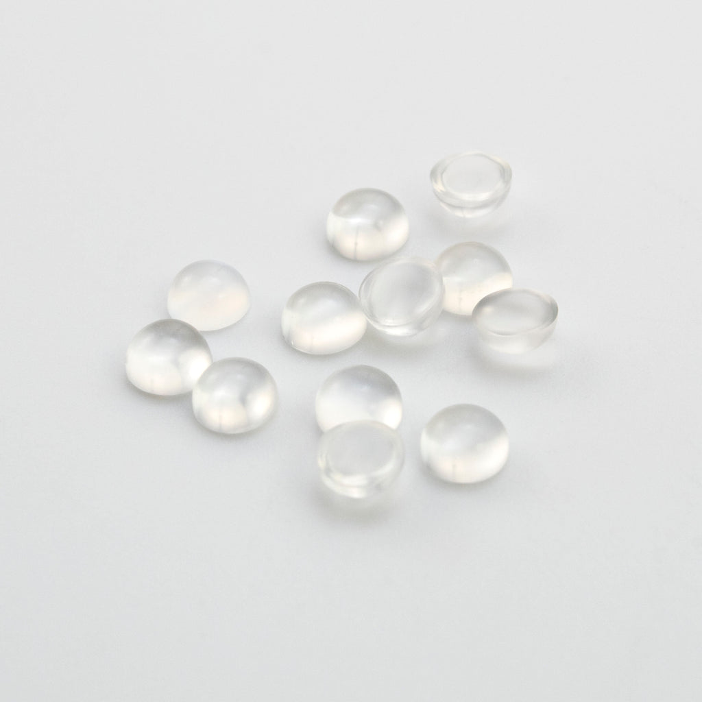 White Moonstone Round Cabochon Stones - Natural Loose Round Stones - Grade AA - 3mm, 4mm, 5mm, 6mm, 8mm, 10mm