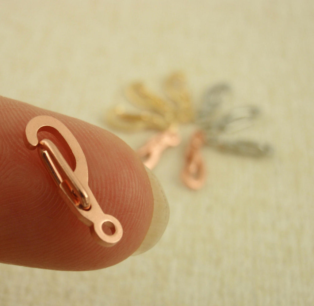 7 Self Closing Triggerless Clip Clasps 13mm X 5mm Silver Plate, Gold Plate, Antique Silver, Gunmetal, Copper, Antique Copper With Jump Rings
