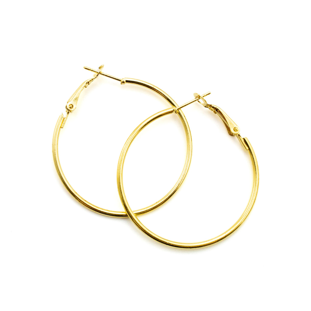 Gold Plated Surgical Steel Hinged Beading Hoops - 25mm, 30mm, 35mm, 40mm, 50mm, and 60mm