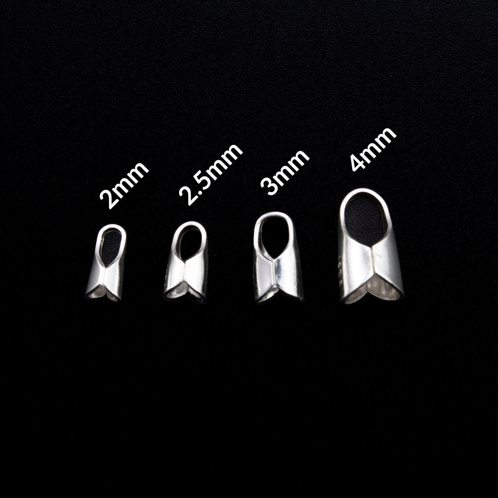 Sterling Silver Cord Ends - 2mm, 2.5mm, 3mm, 4mm - Made in the USA