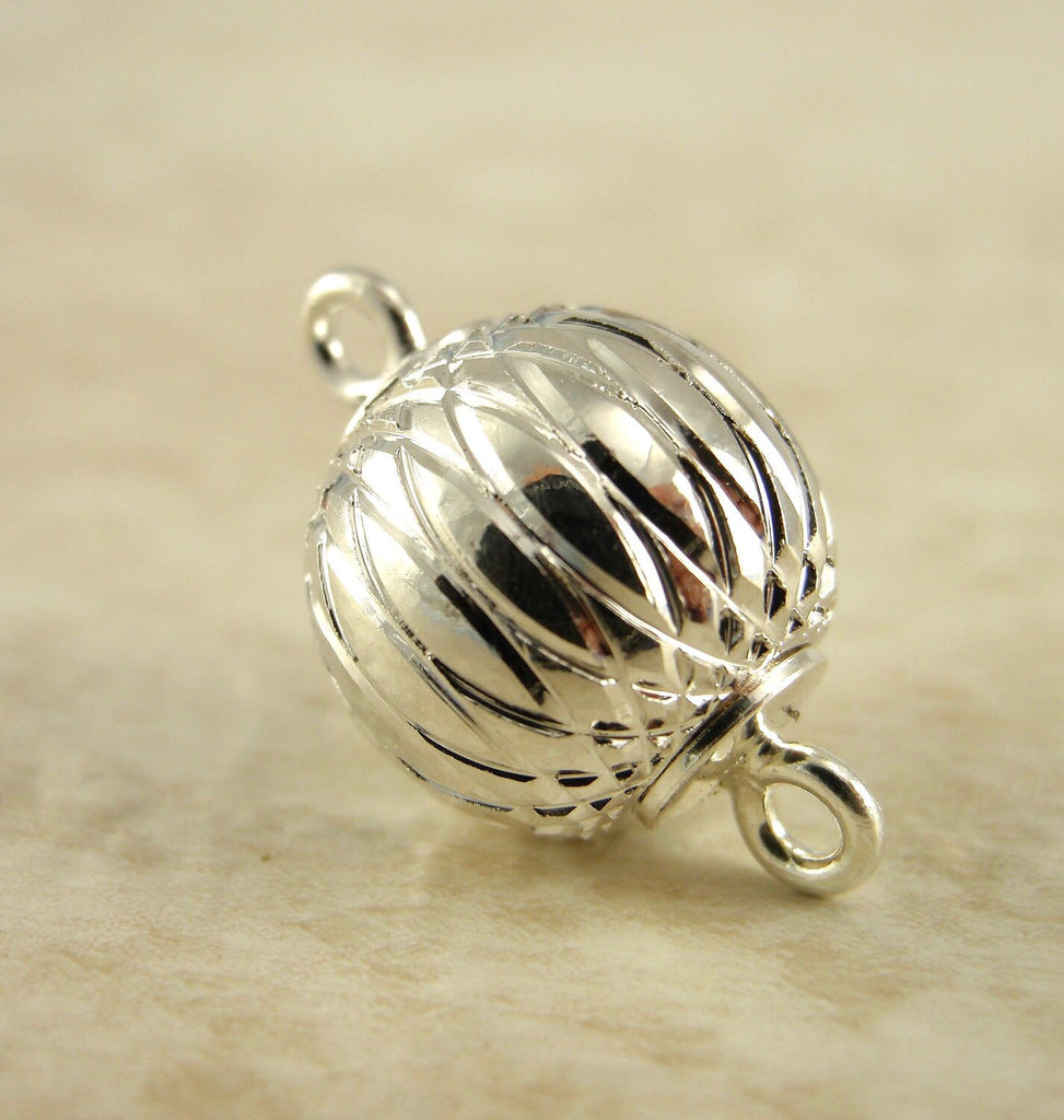 1 Magnetic Ornament Ball Clasp - 12mm X 6mm - Gold or SIlver Plate - 100% Guarantee