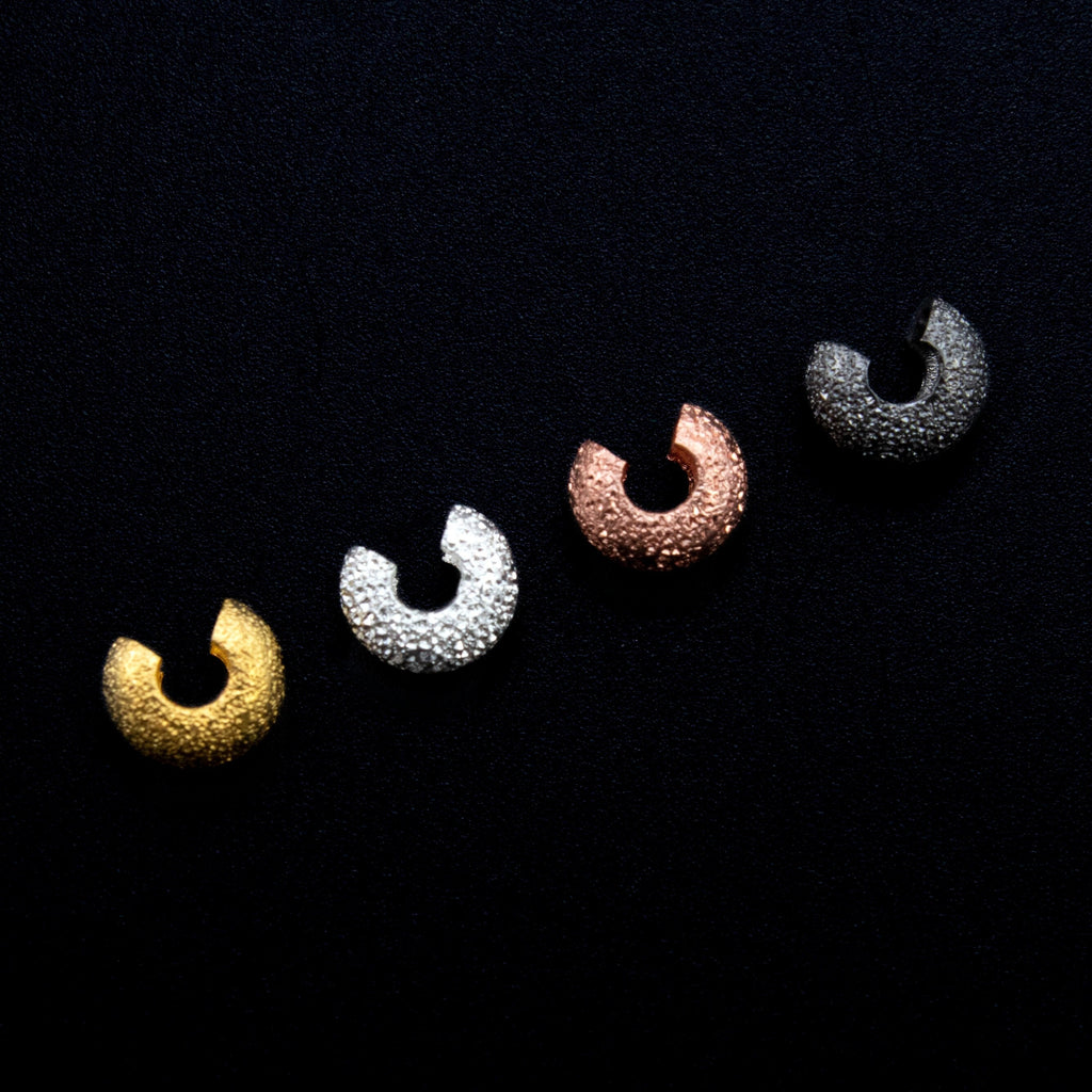 50 - Stardust Crimp Covers - 4mm in Silver Plated, Gold Plated, Gunmetal, or Copper Plated
