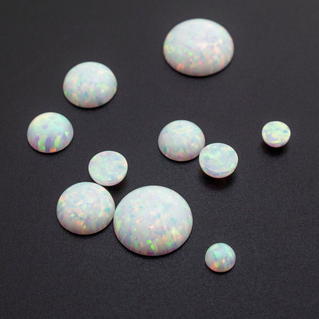 Kyocera White Opal Cabochon Stones - Lab Grown Loose Round Stones