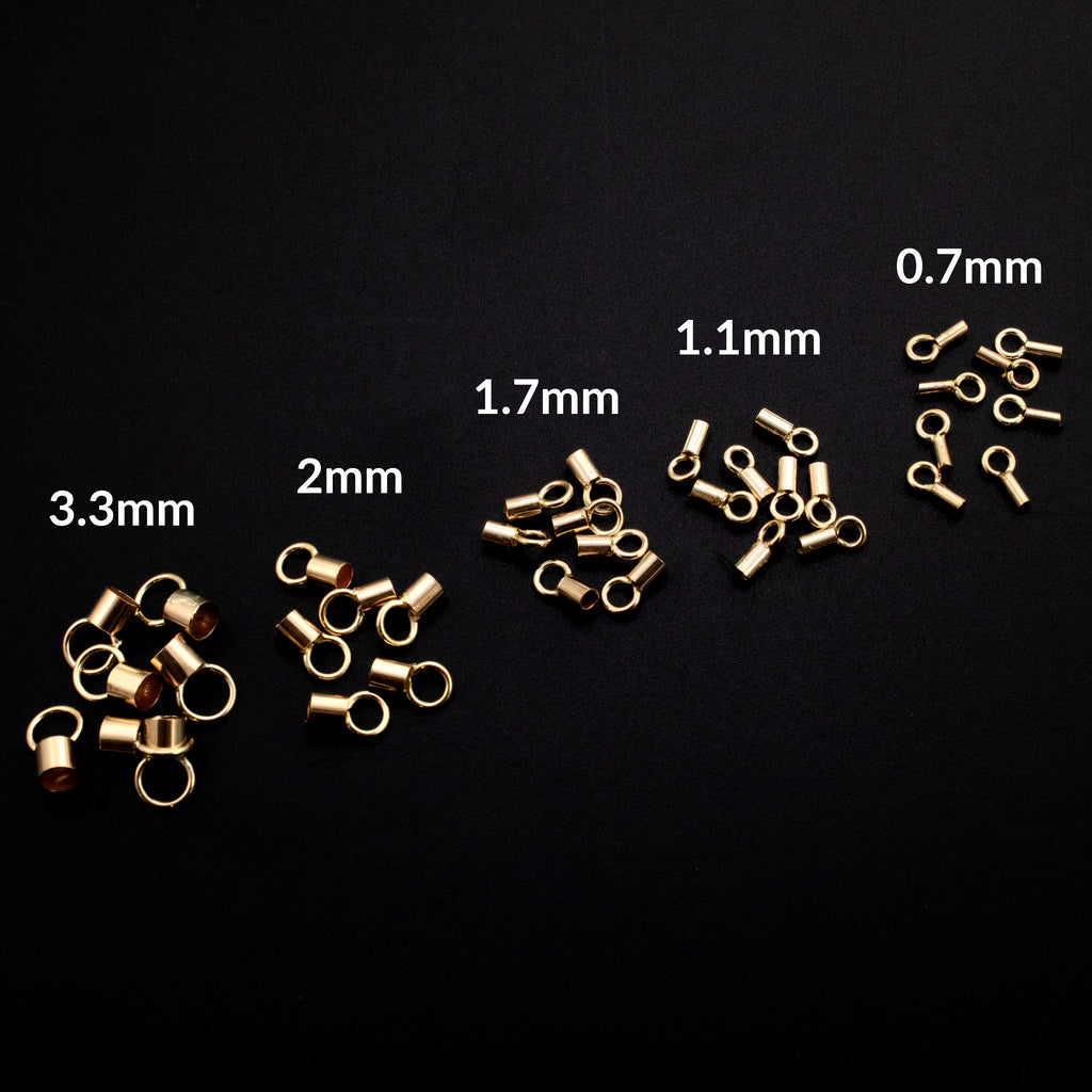 2 Pairs 14kt Gold Filled End Caps with Rings - 1.5mm, 1.9mm, 2.3mm, 4mm ID