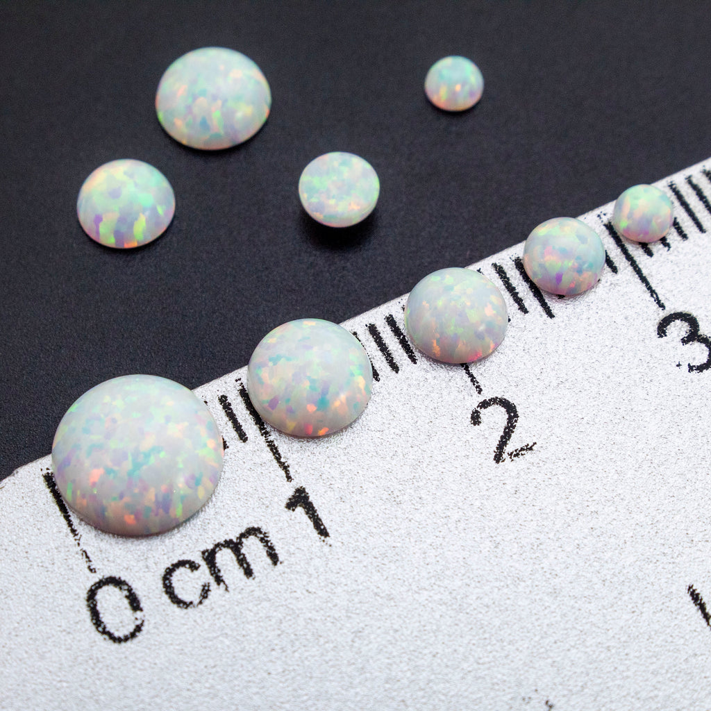 Kyocera White Opal Cabochon Stones - Lab Grown Loose Round Stones