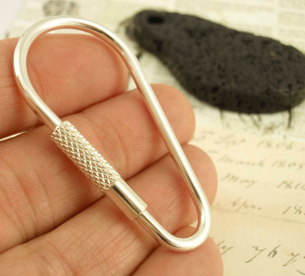 Carabiner Key Ring Sterling Silver 47mm X 23mm - Made in the USA