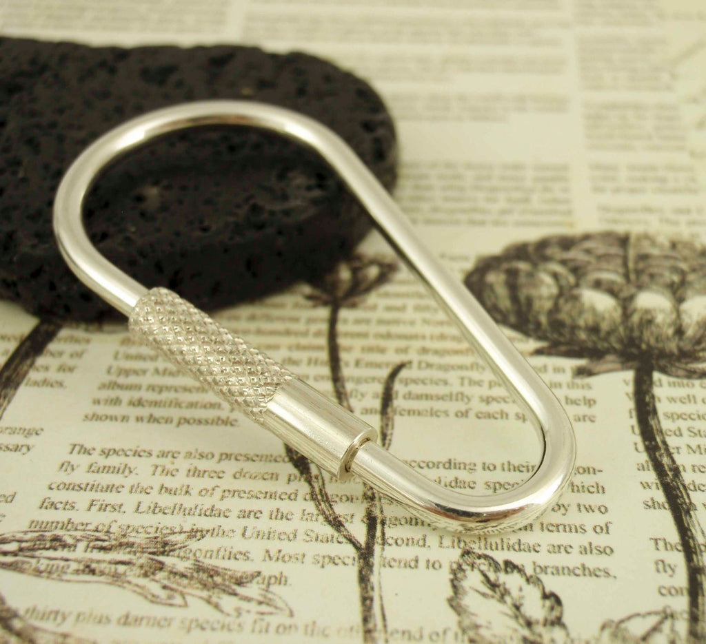 Carabiner Key Ring Sterling Silver 47mm X 23mm - Made in the USA
