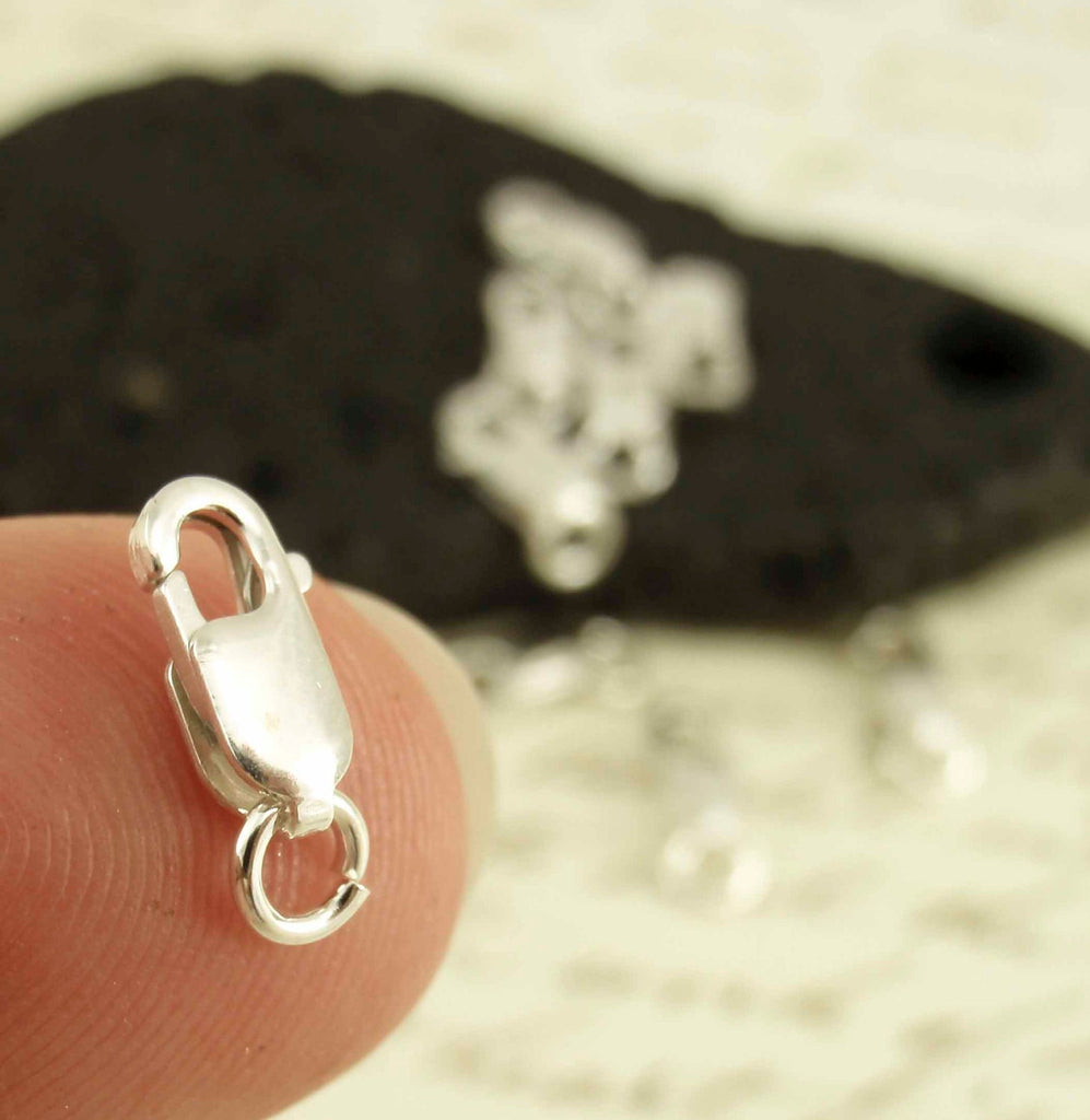 2 Flat Oval Lobster Clasps in Sterling Silver Black or Antique Sterling 10mm, 11mm, 14mm, 16mm, 18mm - 100% Guarantee