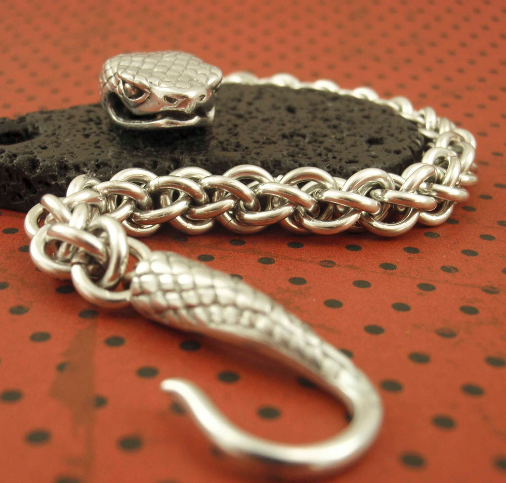 1 Sterling Silver Snake Hook Clasp - Large 37mm X 10mm - Shiny or Antique - 100% Guarantee
