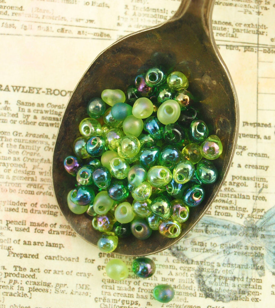 Evergreen Mix Miyuki Drop Beads - 3mm X 4mm 100% Guarantee