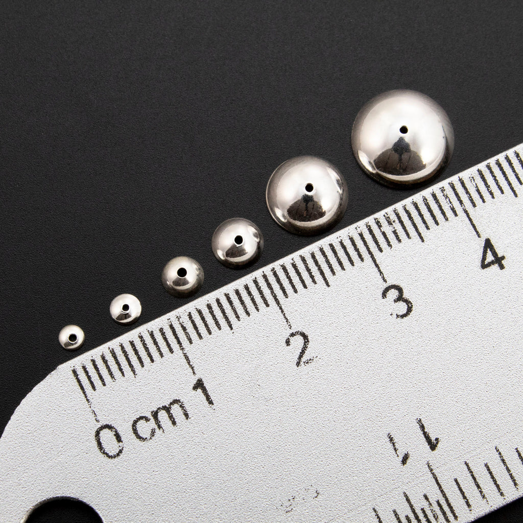 Round Sterling Silver Bead Caps 2.5mm, 3mm, 4mm, 5mm, 8mm, 10mm in Shiny, Antique Silver or Black Silver Finish