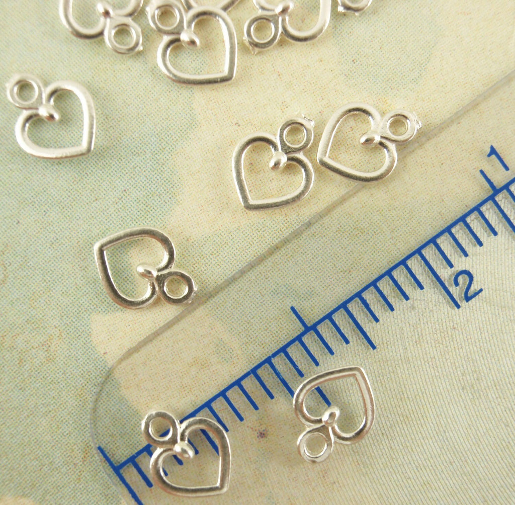 20 Petite Sterling Silver Heart Charms - 100% Guarantee