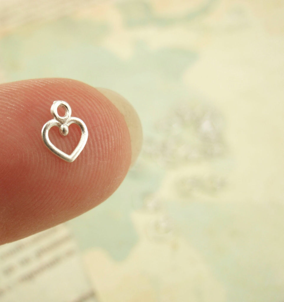 20 Petite Sterling Silver Heart Charms - 100% Guarantee