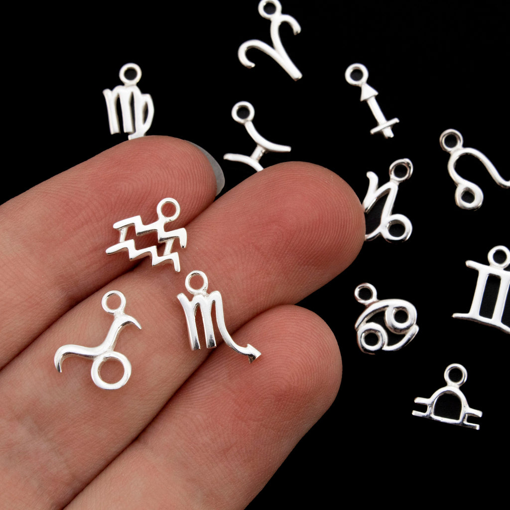 Sterling Silver Zodiac Charm Necklace - Aries, Taurus, Gemini, Cancer, Leo, Virgo, Libra, Scorpio, Saggitarius, Capricorn, Aquarius, Pisces