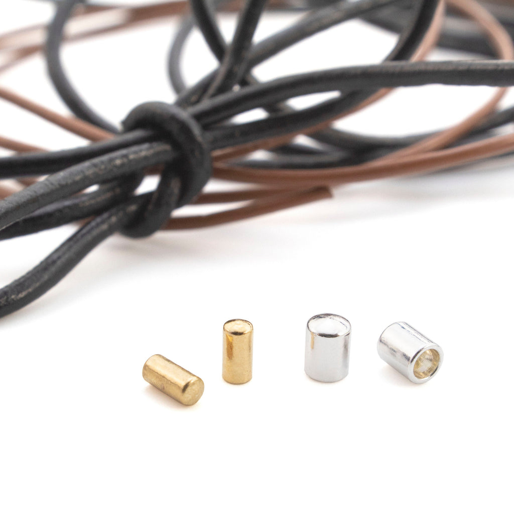 4 - Plain Glue-In Cord Caps - Silver Plated or Gold Plated in 2 Sizes - 100% Guarantee