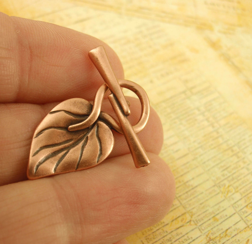 1 Leaf Toggle Clasp - 26.5mm - Antique Copper, Antique Silver, Antique Gold, Gold Plate - 100% Guarantee