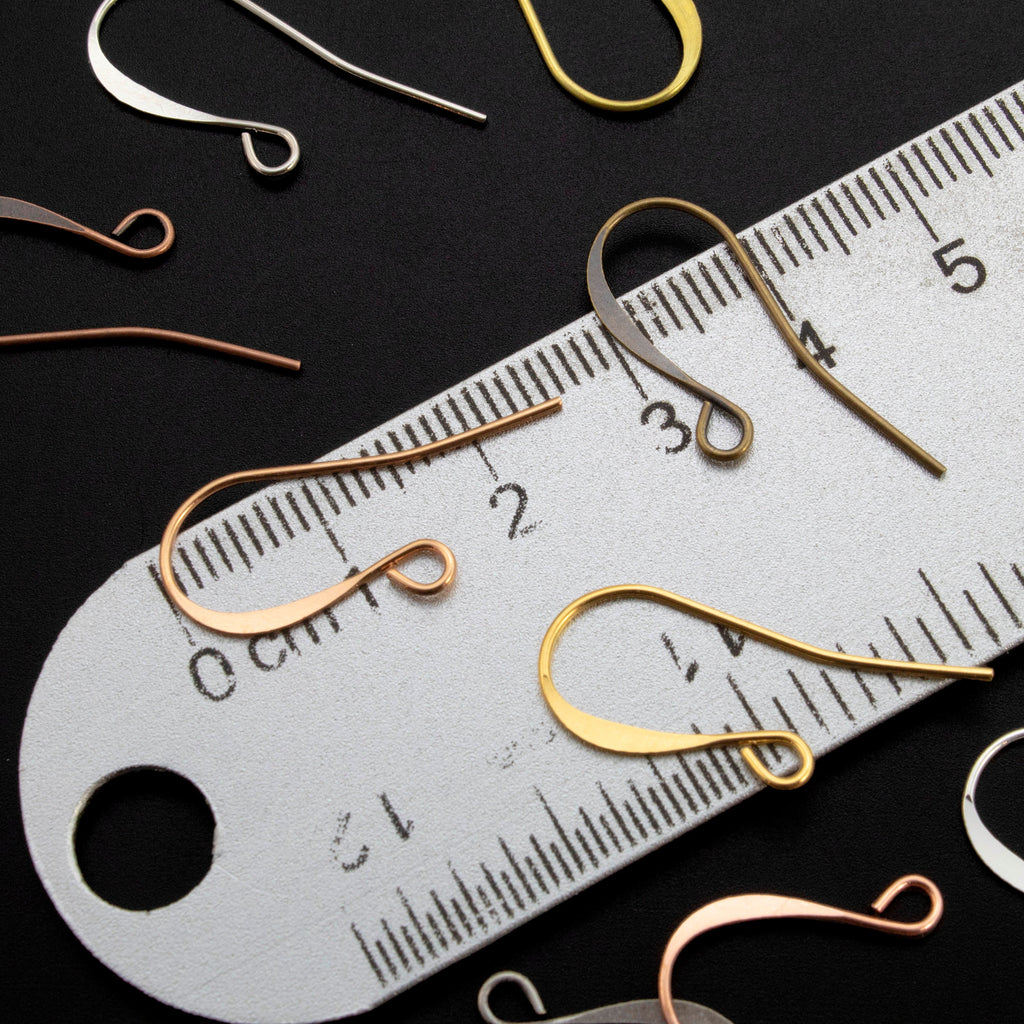 18 Pairs Slope Ear Wires - Gold, Silver, Rose Gold, Antique Silver, Antique Gold, Copper, Antique Copper, Gunmetal, Bright Silver