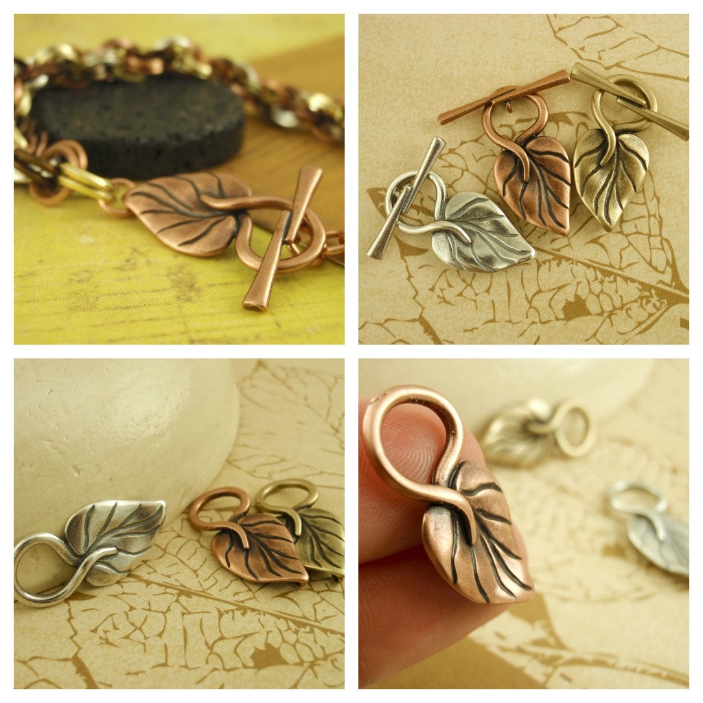 1 Sterling Silver Leaf Toggle Clasp 26.5mm