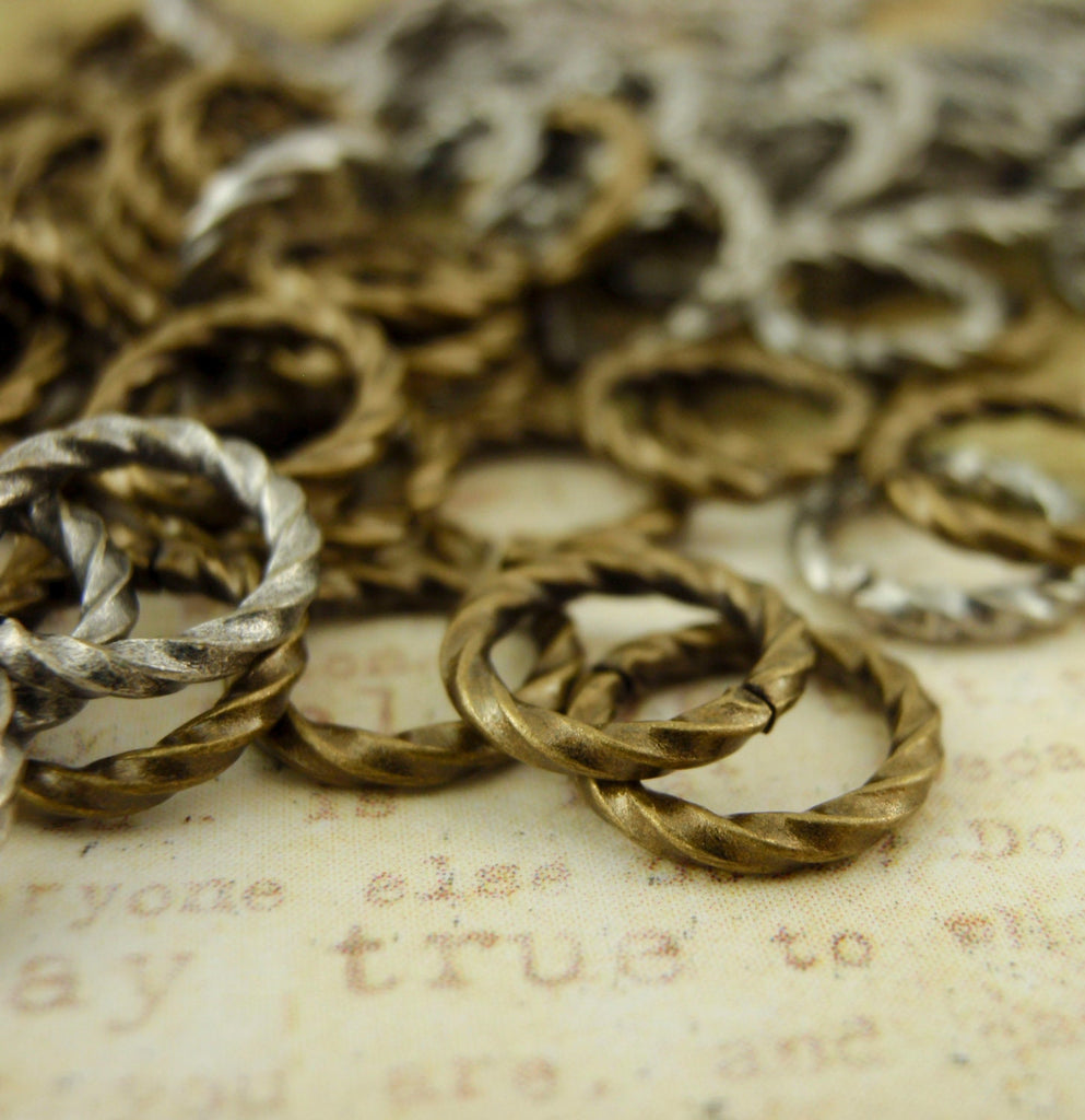 100 Fancy Antique Silver, Antique Copper or Antique Gold Jump Rings - 16 gauge 6, 8, 10mm OD - Great Vintage Look - 100% Guarantee