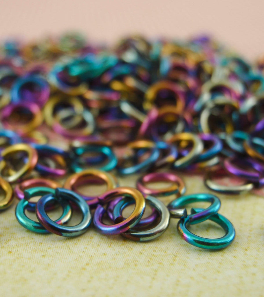 Jump Rings 100 Custom Handmade Anodized Niobium in Your Pick of Color and Diameter 16, 18, 20, 22, 24 gauge