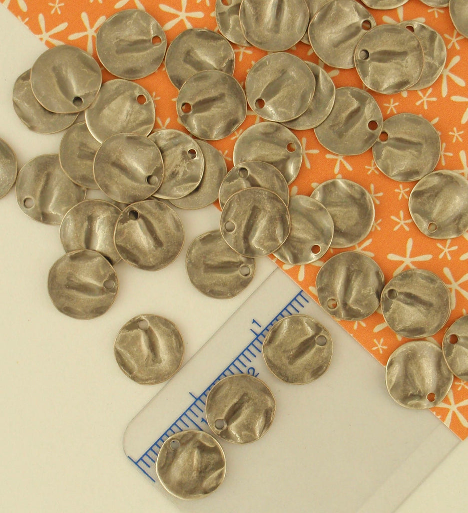 10 - Organic Textured Charms in Antique Silver, Antique Copper, Antique Gold in 10mm or 16mm - 100% Guarantee