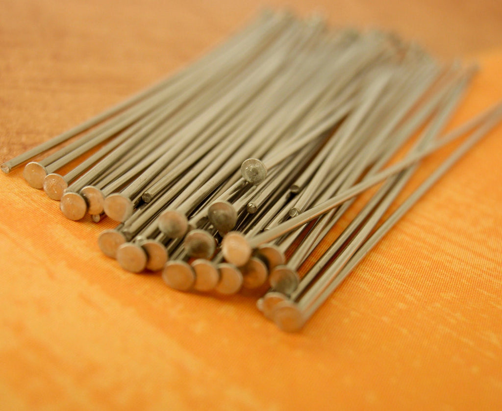 50 Half Hard Stainless Steel Flat Head Pins - 21 gauge or 24 gauge - Straight and Consistent - 100% Guarantee