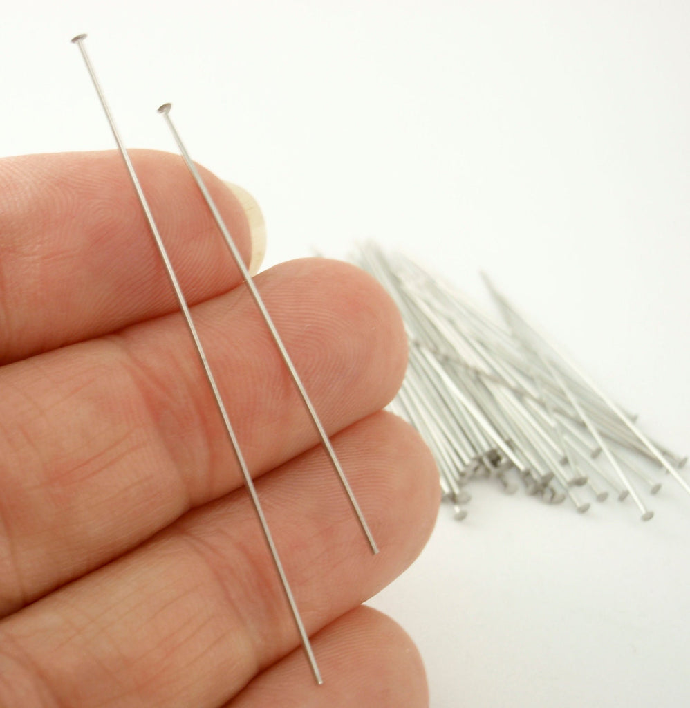 50 Half Hard Stainless Steel Flat Head Pins - 21 gauge or 24 gauge - Straight and Consistent - 100% Guarantee