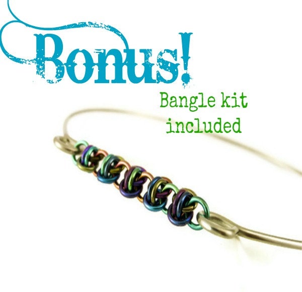 Petite Twist of Fate Bracelet KIT - Hypoallergenic Niobium - Many Color Choices Plus BONUS Bangle