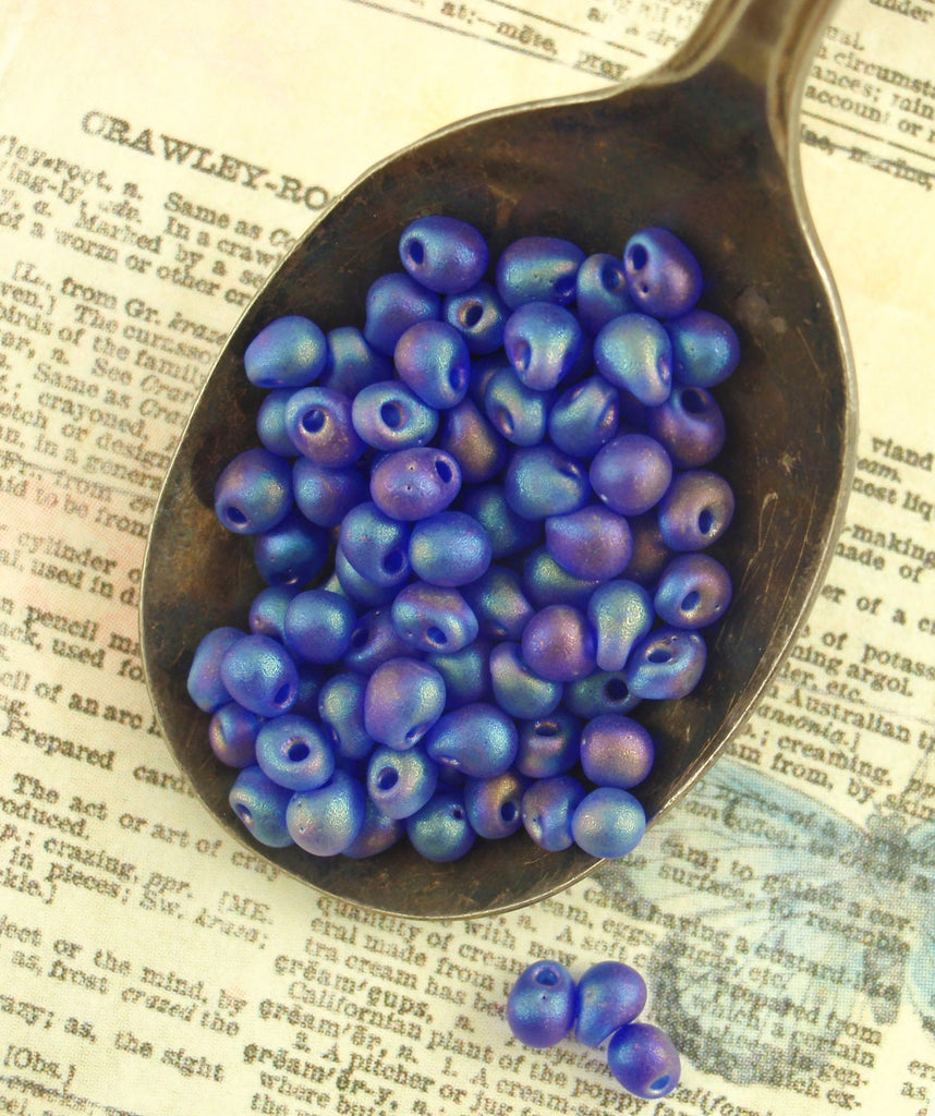 Matte Cobalt AB Miyuki Drop Beads - Make Shaggy Earrings, Bracelets or Use for Beading