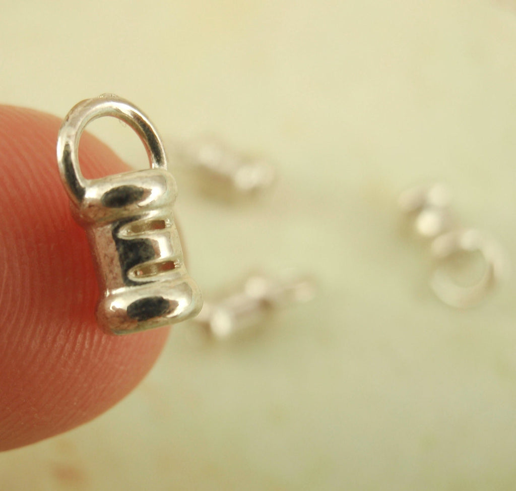 One Set of 2 Sterling Silver Cord Crimp Ends - 1mm, 1.5mm, 2mm, 2.5mm or 3mm - Made in the USA - Antique, Black or Bright Finish