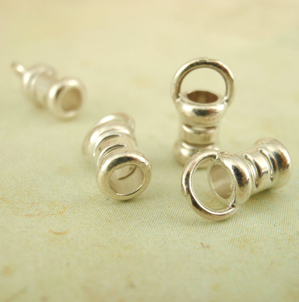 One Set of 2 Sterling Silver Cord Crimp Ends - 1mm, 1.5mm, 2mm, 2.5mm or 3mm - Made in the USA - Antique, Black or Bright Finish
