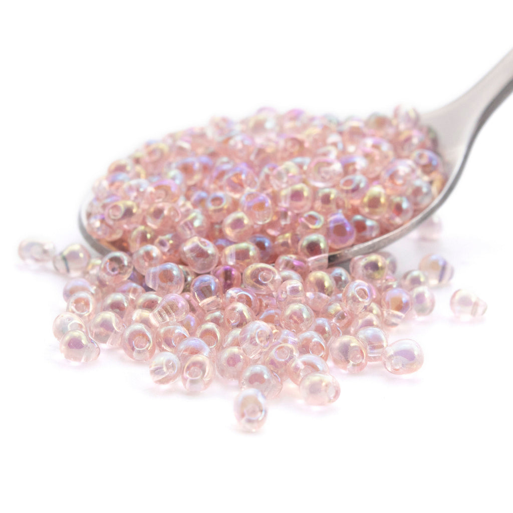 Transparent Light Tea Rose AB Drop Glass Beads - 3.4mm Miyuki Fringe - 100% Guarantee