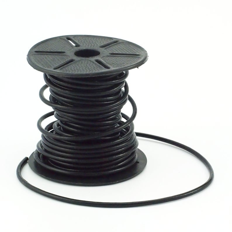 Black Indian Leather Cord - By The Yard in 0.5mm, 1mm, 1.5mm, 2mm, 3mm