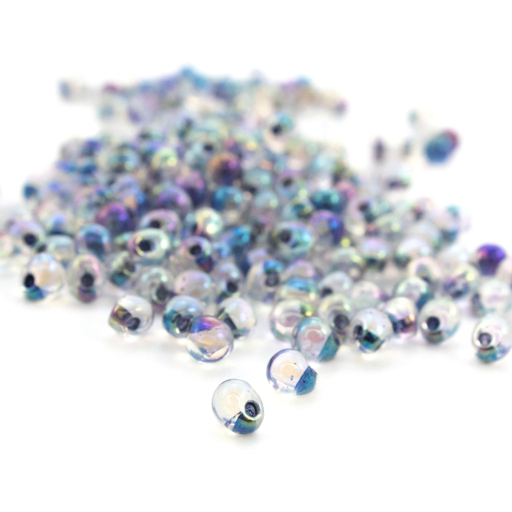 Noir Lined Crystal AB Fringe Glass Beads - 3.4mm Miyuki Tear Drops - 100% Guarantee