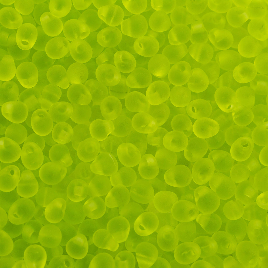 Matte Chartreuse Fringe Glass Beads - 3.4mm Miyuki Tear Drops - 100% Guarantee