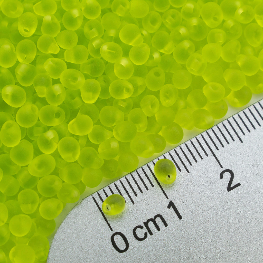Matte Chartreuse Fringe Glass Beads - 3.4mm Miyuki Tear Drops - 100% Guarantee