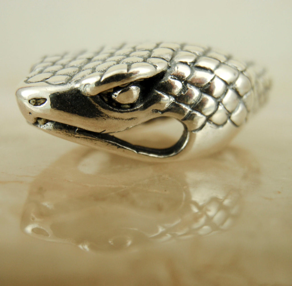 1 Sterling Silver Snake Hook Clasp - Large 37mm X 10mm - Shiny or Antique - 100% Guarantee