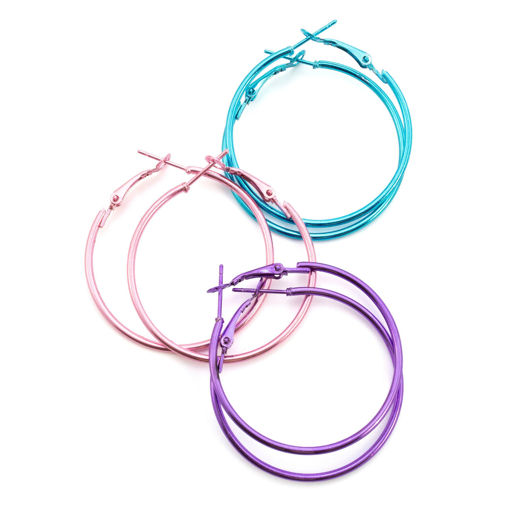 6 Pairs Hinged Beading Hoops - Economical 40mm or 50mm in Bright Colors