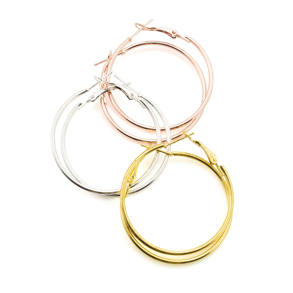 6 Pairs Hinged Beading Hoops - Economical 40mm or 50mm in Bright Colors