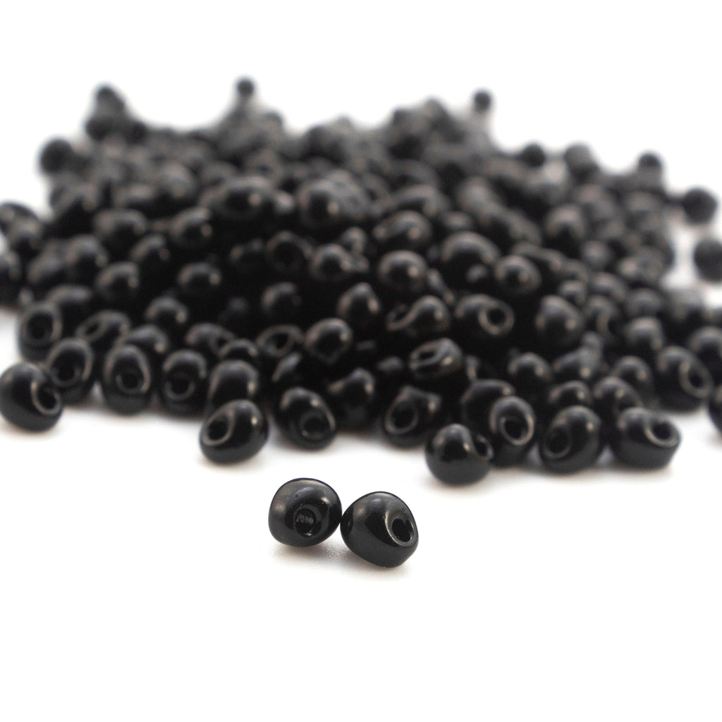 Opaque Black Fringe Glass Beads - 3.4mm Miyuki Tear Drops - 100% Guarantee