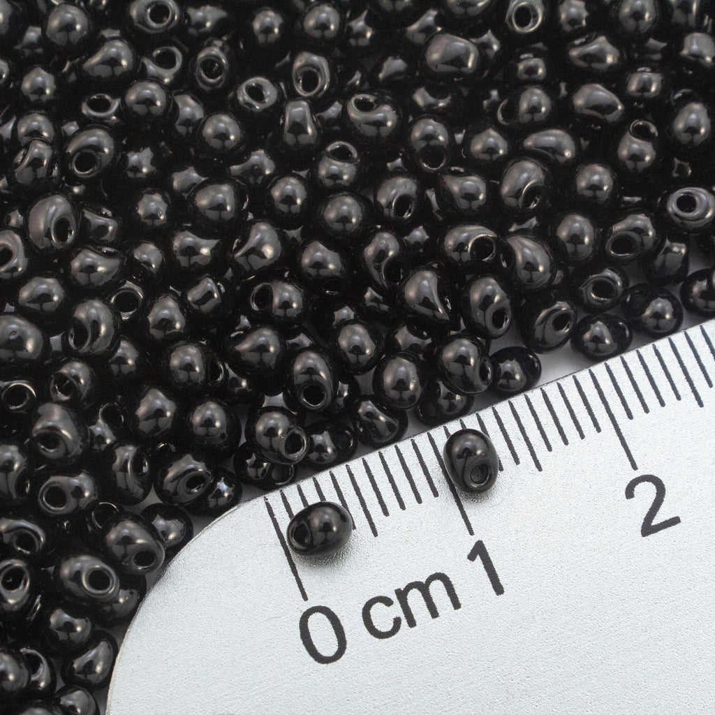 Opaque Black Fringe Glass Beads - 3.4mm Miyuki Tear Drops - 100% Guarantee
